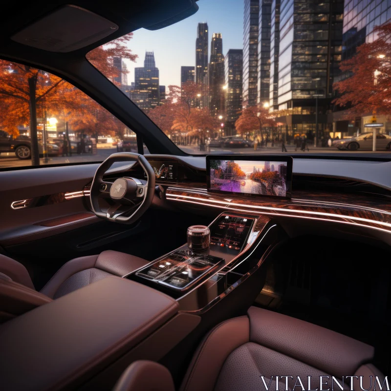 Captivating Interior of Mercedes Benz S-class in Atmospheric Cityscapes AI Image