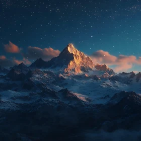 Snowy Mountain at Night