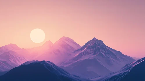 Snowy Mountain Peaks at Sunrise