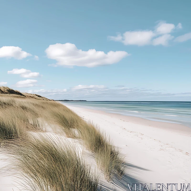 Coastal Tranquility: Dunes and Sea AI Image