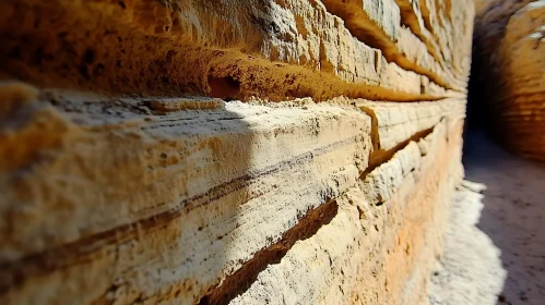 Layered Sandstone Wall Close-Up