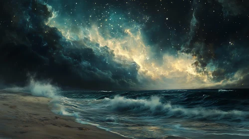 Celestial Seascape at Night