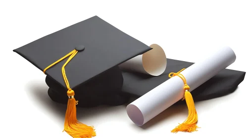 Symbol of Graduation: Cap and Diploma