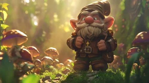 Forest Gnome with Mushrooms