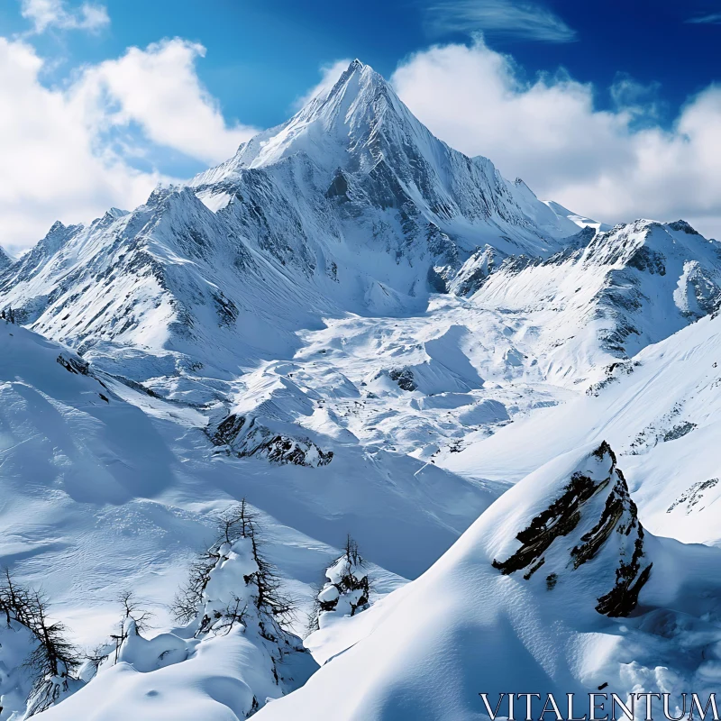 AI ART Winter Mountain Landscape with Snow