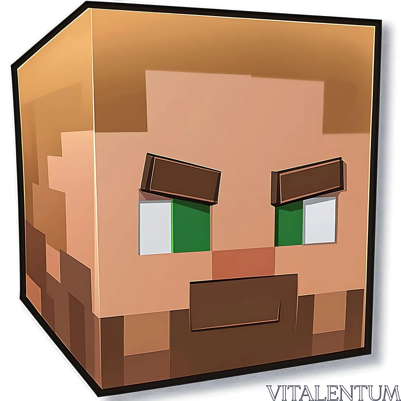 AI ART Blocky Minecraft Character Portrait