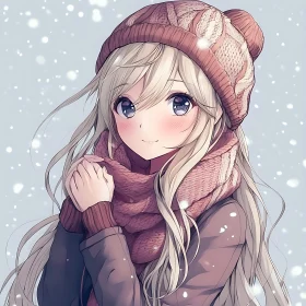 Snowy Scene with Anime Girl