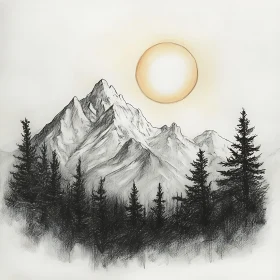 Monochrome Mountain Range Art