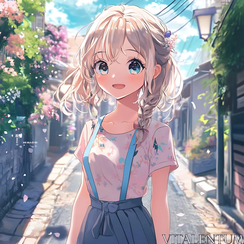 AI ART Charming Anime Scene of Girl in Springtime