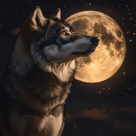 Lone Wolf Under Moonlight