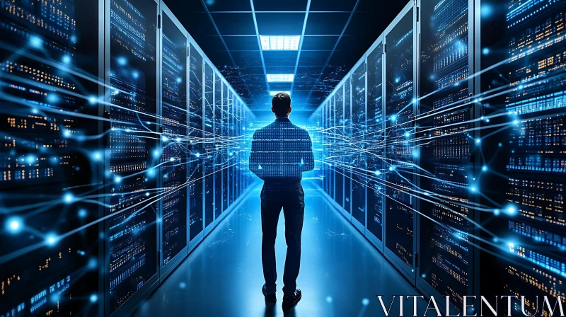 Server Room Visionary: Data Flow AI Image