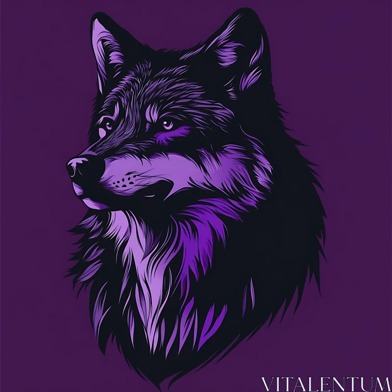 Purple Wolf Head Illustration AI Image