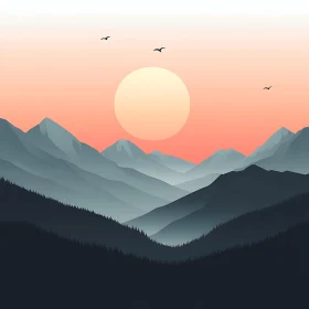 Layered Mountains at Sunset