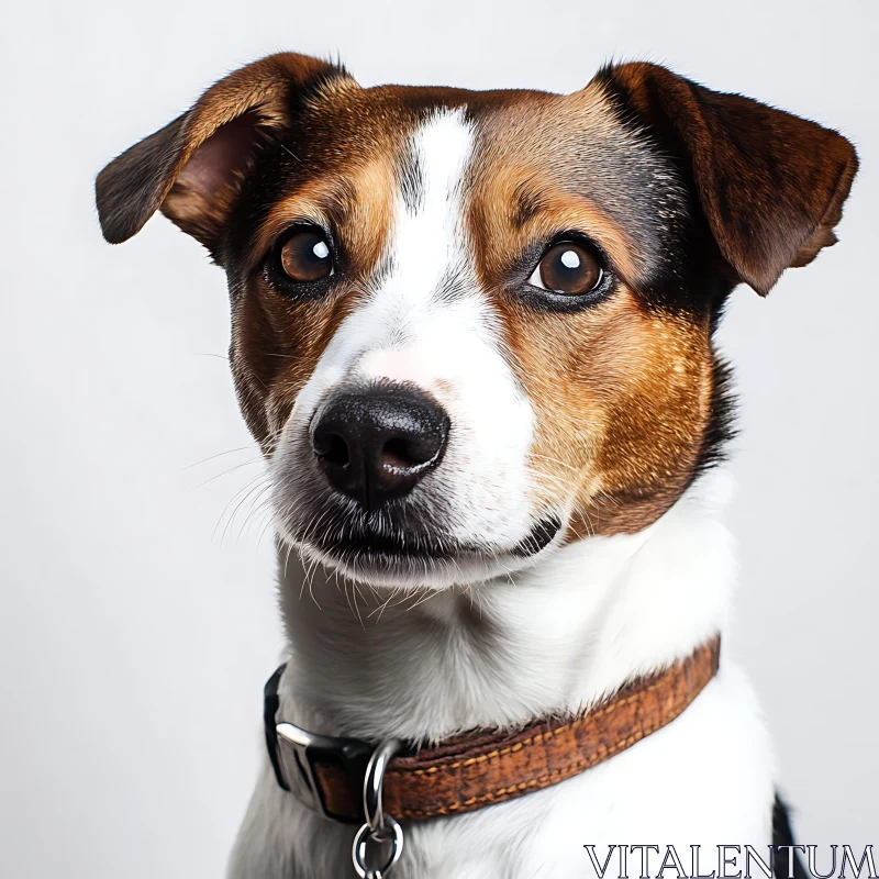 Soulful Dog With Leather Collar AI Image