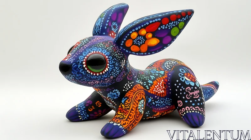 AI ART Handcrafted Alebrije Rabbit Sculpture