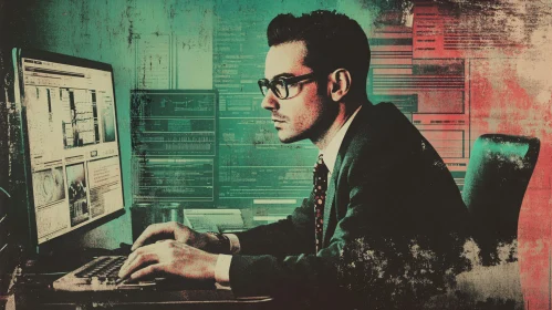 Man Coding on Computer