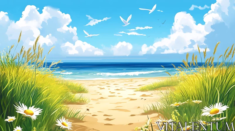 AI ART Coastal Bliss: A Tranquil Beach Day