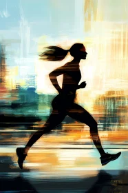 Silhouette of a Runner Against a Vibrant Background