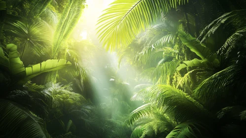 Tropical Foliage and Sunlight Scene