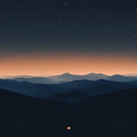 Starry Sky Over Mountain Ridges