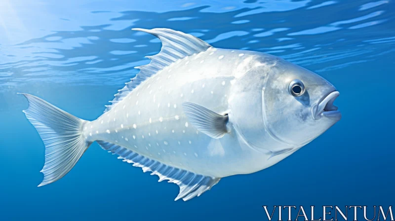 Serene Maritime Imagery: White Fish Swimming in Blue Water AI Image