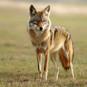 Wild Coyote Stares Intently