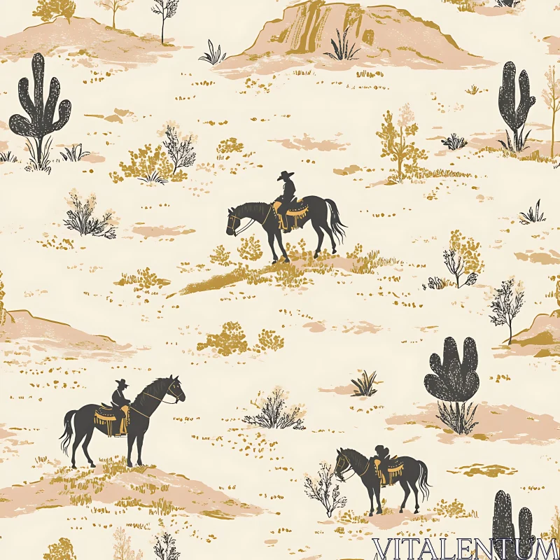 AI ART Western Desert Riders Graphic Art