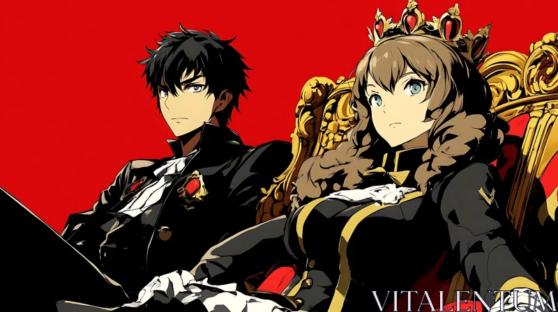 Anime Royalty Seated on Throne AI Image