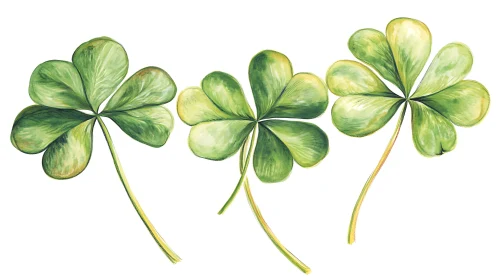 Lucky Clovers Watercolor Art