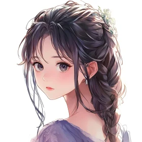 Delicate Anime Portrait of a Girl with Braided Hair