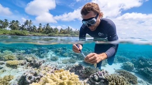 Coral Reef Inspection by Marine Biologist