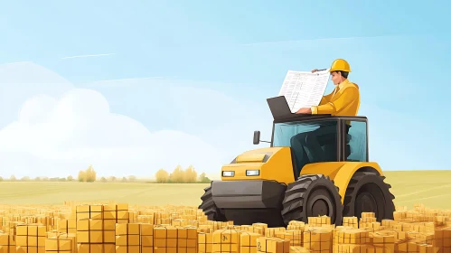 Construction Tractor Planning in a Box Field