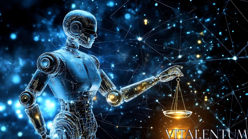 Robot Holding Scales Of Justice AI Image