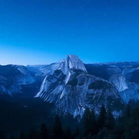 Blue Night Over Mountain Peaks