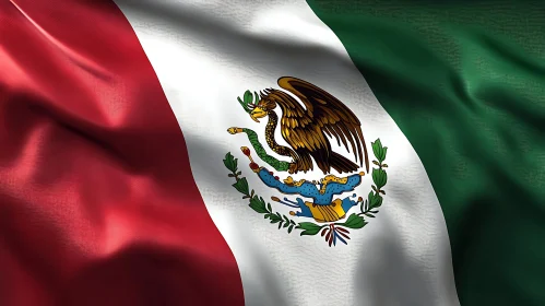 Mexican Flag Waving in the Wind