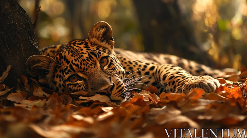 AI ART Leopard Lounging in the Forest