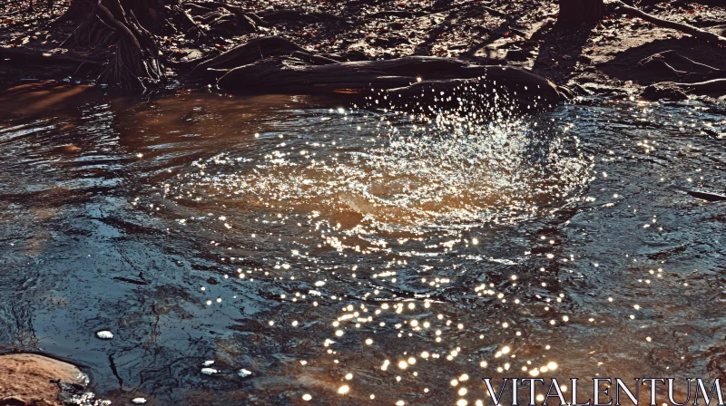 AI ART Glistening Water Surface in Forest