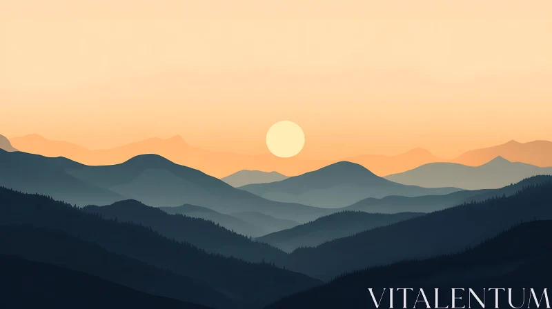 Tranquil Mountain Range at Dusk AI Image