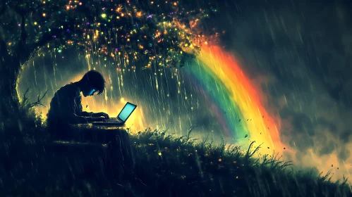 Coding in the Rain: A Magical Scene