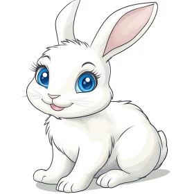 Adorable White Rabbit Cartoon Image