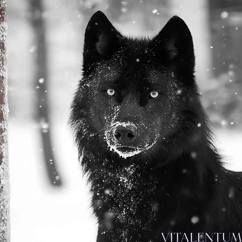 Snowy Wolf Portrait AI Image