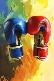 Colorful Boxing Gloves Against a Vibrant Backdrop AI Generated Image