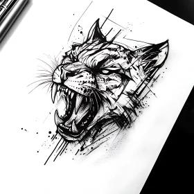 Monochrome Tiger Illustration Art