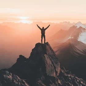 Silhouette on Mountain Top at Dawn