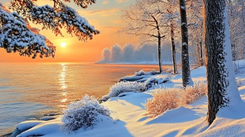 Breathtaking Sunset in Winter Wonderland