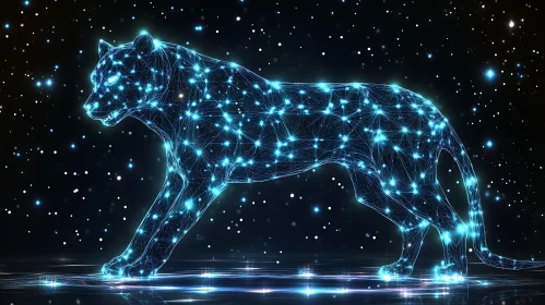 Celestial Neon Panther Constellation Art