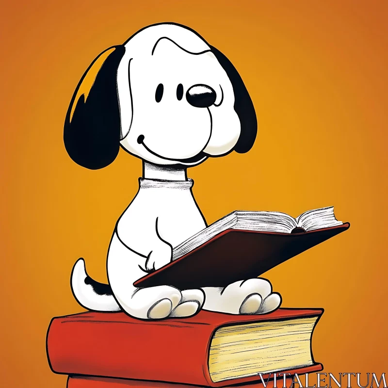 Cartoon Dog Enjoying a Book AI Image