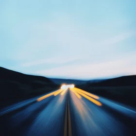 Car Lights on Highway at Night