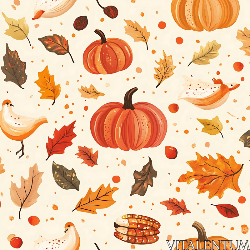 AI ART Fall Season Pattern Design with Pumpkins