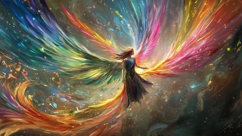 Rainbow Wings Woman Fantasy Art